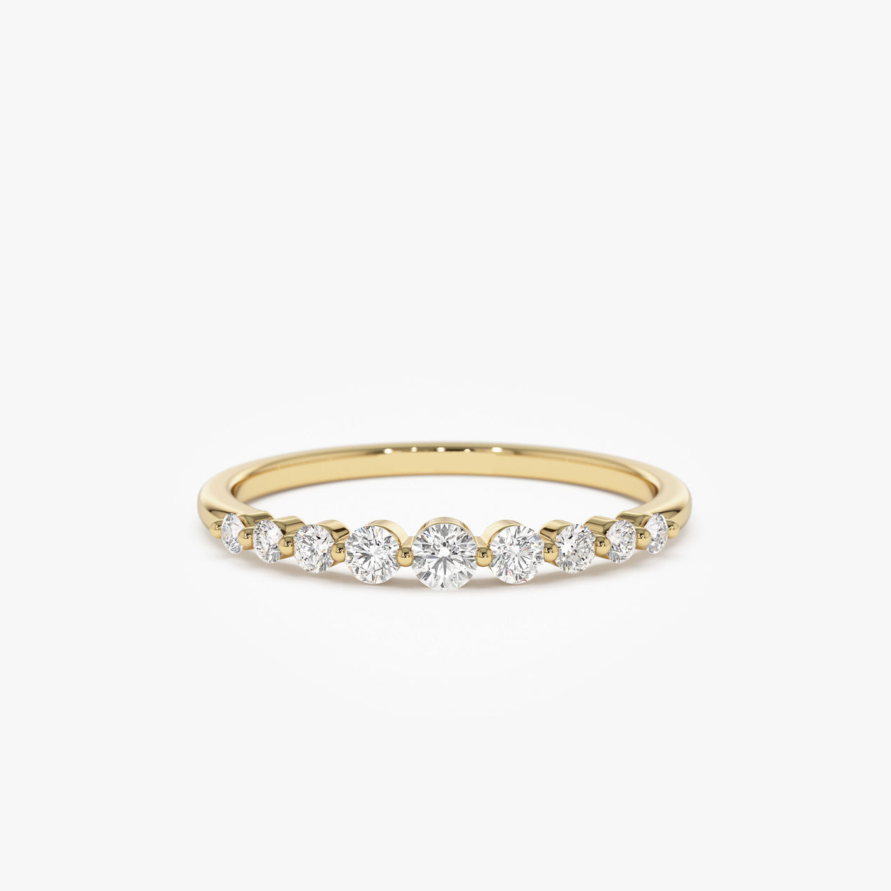 14K Solid Gold Diamond Wedding Band | 0.30 CTW Shared Prong Setting | Minimalist Stackable Ring | VLOVE