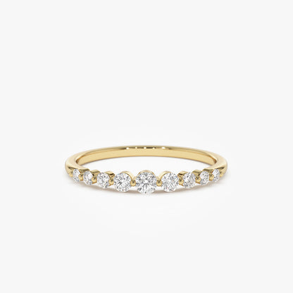 14K Solid Gold Diamond Wedding Band | 0.30 CTW Shared Prong Setting | Minimalist Stackable Ring | VLOVE