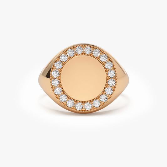 14K Solid Gold Full Diamond Eternity Ring | Round Cut Custom Engraved Band | Luxury Wedding Stacking Ring | VLOVE