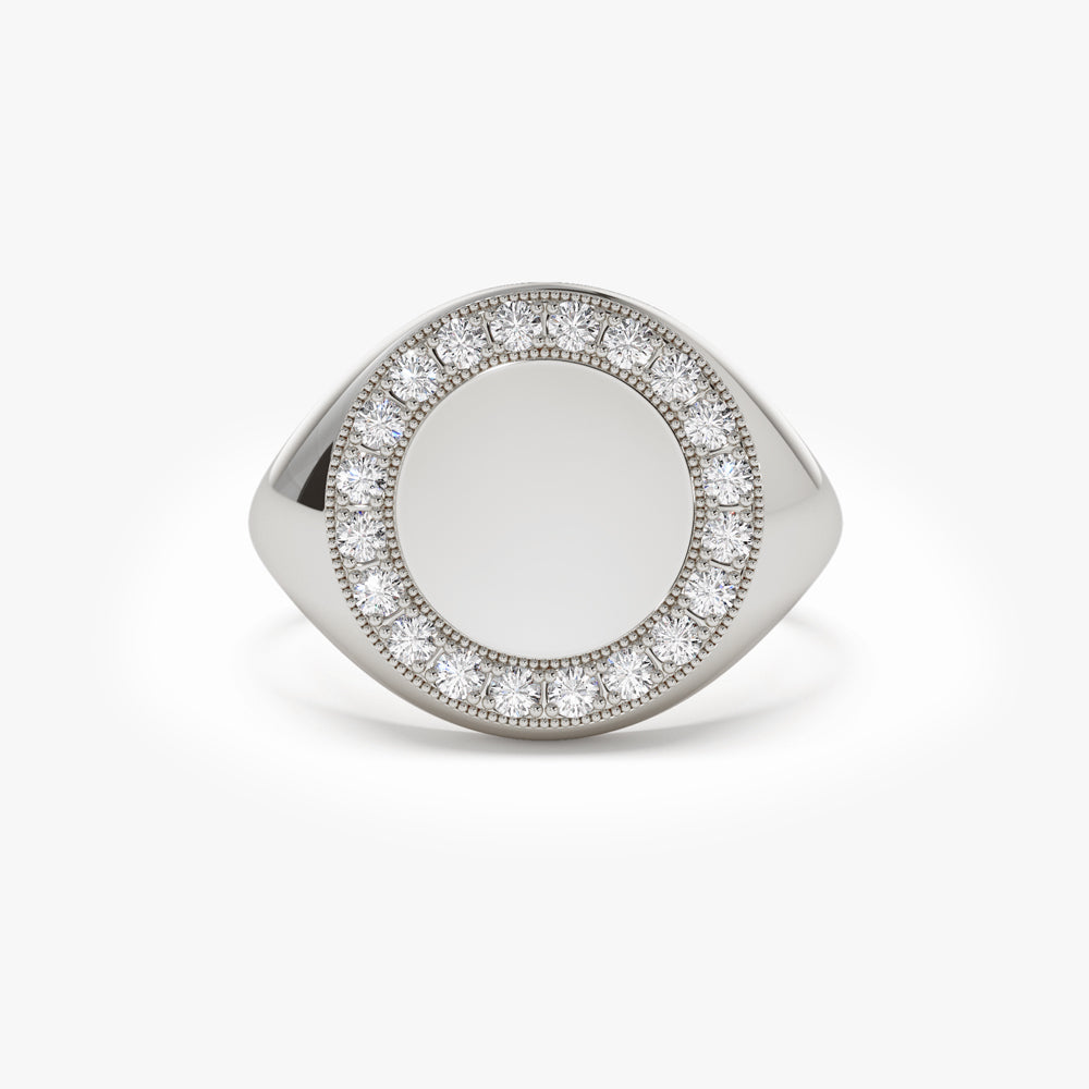 14K Solid Gold Full Diamond Eternity Ring | Round Cut Custom Engraved Band | Luxury Wedding Stacking Ring | VLOVE