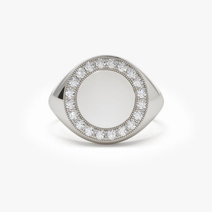 14K Solid Gold Full Diamond Eternity Ring | Round Cut Custom Engraved Band | Luxury Wedding Stacking Ring | VLOVE