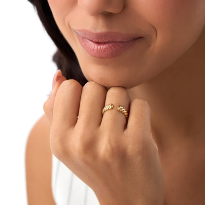 14K Rope Cuff Ring | 5MM Solid Gold Statement Band | Textured Jewelry for Men & Women | VLOVE