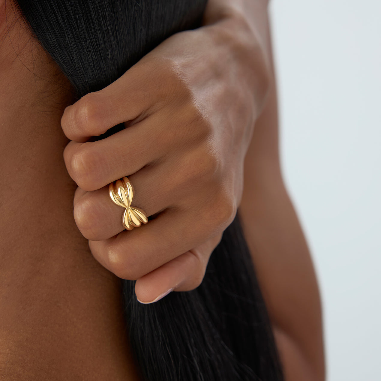 14K Gold Bowknot Ring | Vintage Style Sculpted Dome Band | 10MM Statement Jewelry for Women | VLOVE