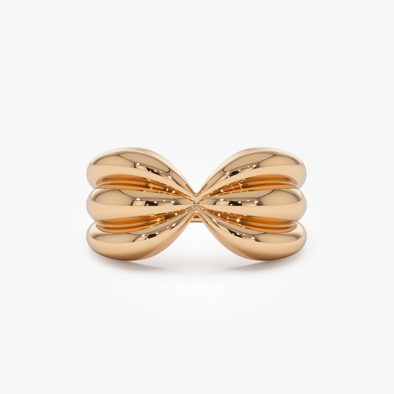 14K Gold Bowknot Ring | Vintage Style Sculpted Dome Band | 10MM Statement Jewelry for Women | VLOVE
