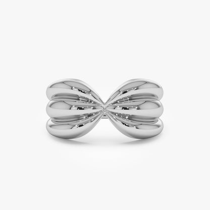 14K Gold Bowknot Ring | Vintage Style Sculpted Dome Band | 10MM Statement Jewelry for Women | VLOVE