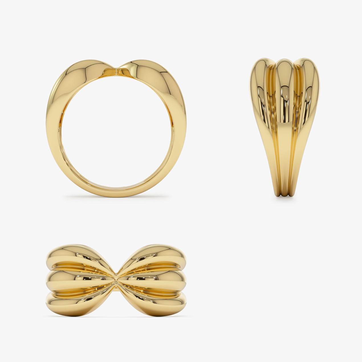 14K Gold Bowknot Ring | Vintage Style Sculpted Dome Band | 10MM Statement Jewelry for Women | VLOVE
