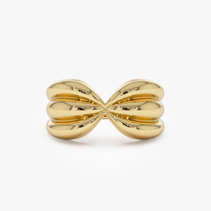14K Gold Bowknot Ring | Vintage Style Sculpted Dome Band | 10MM Statement Jewelry for Women | VLOVE