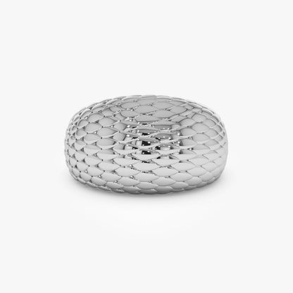 14K Solid Gold Snake Skin Ring | Chunky Textured Band | Unisex Statement Jewelry | VLOVE