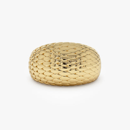 14K Solid Gold Snake Skin Ring | Chunky Textured Band | Unisex Statement Jewelry | VLOVE
