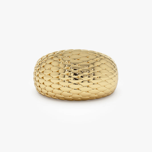 14K Solid Gold Snake Skin Ring | Chunky Textured Band | Unisex Statement Jewelry | VLOVE