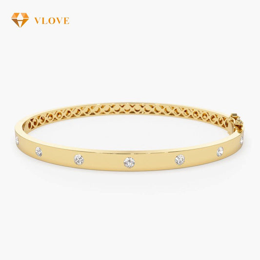 14K Gold 4MM Diamond Tennis Bracelet | 0.55 CTW Flush Setting Bangle | Luxury Fine Jewelry | VLOVE