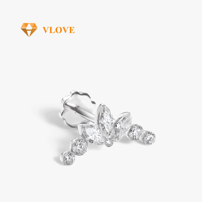 14K Gold Lotus Garland Diamond Stud Earrings | Floral Inspired Piercing Jewelry | Customizable Studs for Women | VLOVE