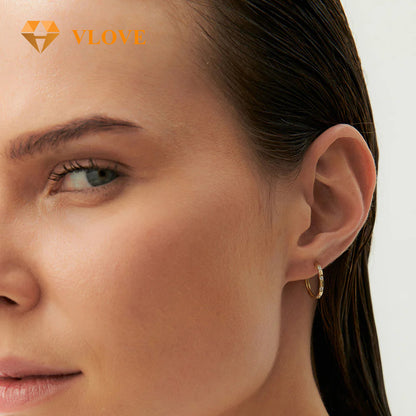 14K Gold Diamond Huggie Hoop Earrings | Classic Round Design | Wholesale Jewelry for Women | VLOVE
