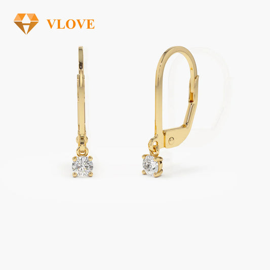 14K Gold Round Diamond Huggie Hoop Earrings | Secure Snap Closure Studs | Everyday Luxury Jewelry | VLOVE