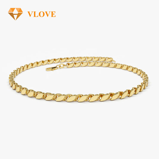 14K Gold Marquise Link Chain Bracelet | Custom Design Statement Jewelry | Unique Gold Bracelet for Women | VLOVE