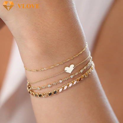 14K Gold Marquise Link Chain Bracelet | Custom Design Statement Jewelry | Unique Gold Bracelet for Women | VLOVE