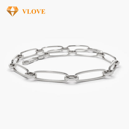 14K Gold Oval Link Chain Bracelet | Stackable Fashion Jewelry for Women | Luxury Daily Wear Bracelet | VLOVE