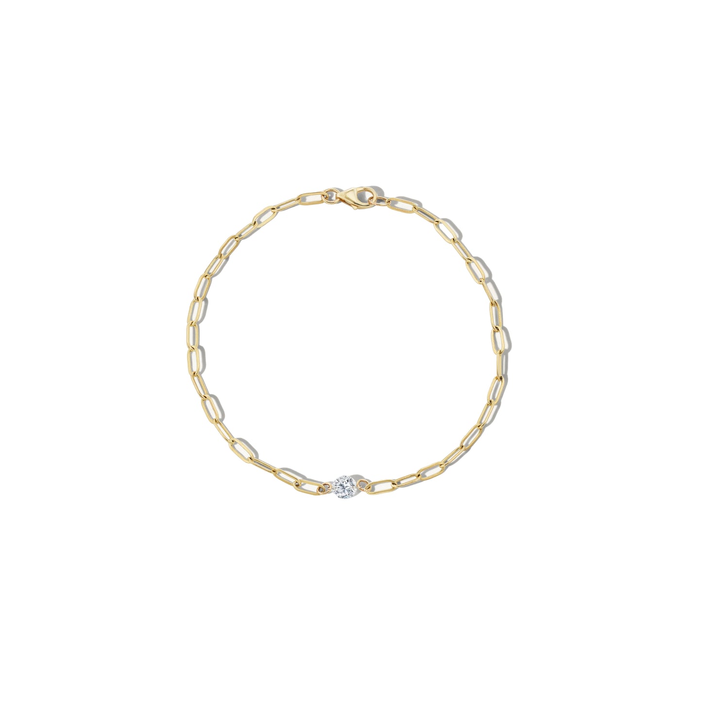 14K Rose Gold Paperclip Bracelet with Diamond | Minimalist Chain Link Jewelry | Stackable Everyday Bracelet for Women | VLOVE