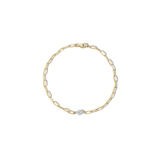 14K Rose Gold Paperclip Bracelet with Diamond | Minimalist Chain Link Jewelry | Stackable Everyday Bracelet for Women | VLOVE