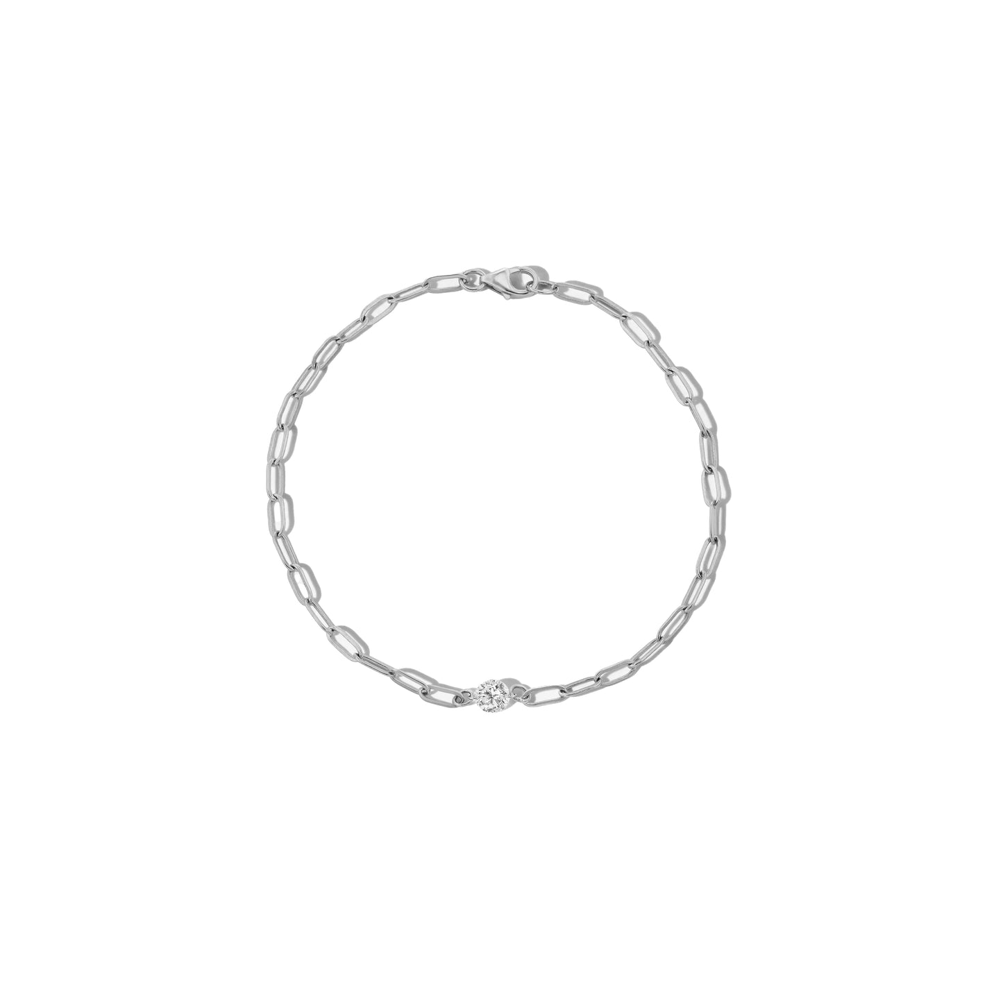 14K Rose Gold Paperclip Bracelet with Diamond | Minimalist Chain Link Jewelry | Stackable Everyday Bracelet for Women | VLOVE