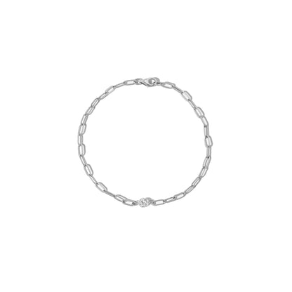 14K Rose Gold Paperclip Bracelet with Diamond | Minimalist Chain Link Jewelry | Stackable Everyday Bracelet for Women | VLOVE