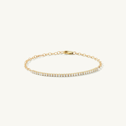 14K Rose Gold Paperclip Tennis Bracelet with Diamond | Minimalist Chain Link Jewelry | Stackable Everyday Bracelet for Women | VLOVE