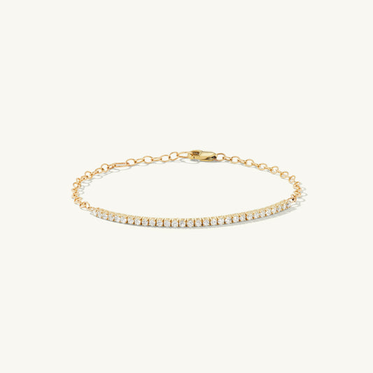 14K Rose Gold Paperclip Tennis Bracelet with Diamond | Minimalist Chain Link Jewelry | Stackable Everyday Bracelet for Women | VLOVE