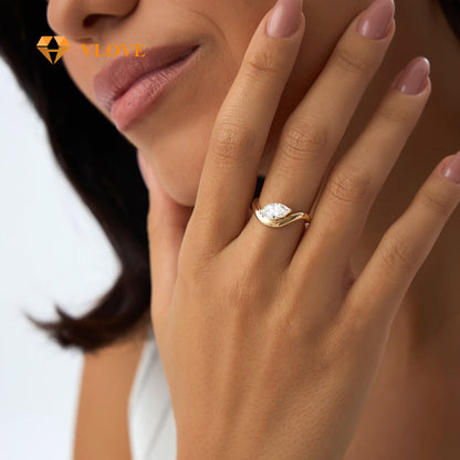 Lab Grown Marquise Diamond Ring | 1.00 CTW 14K Gold Engagement Ring | High-Grade Special Design | VLOVE