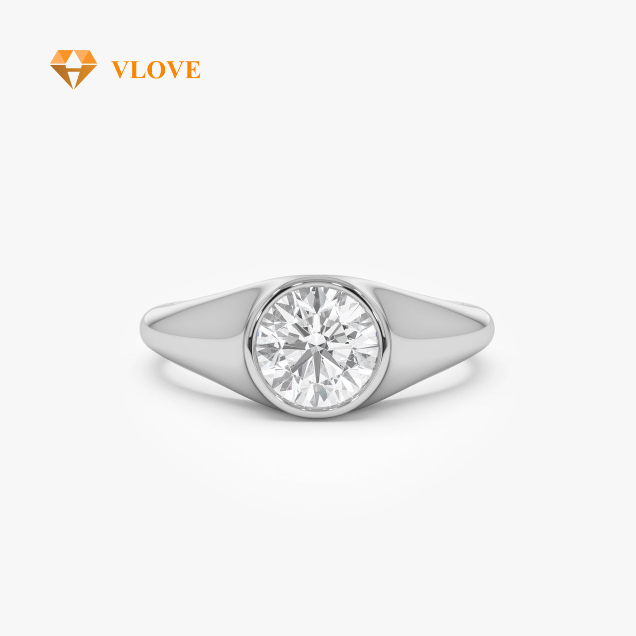 Lab Grown Diamond Signet Ring | 1.00 CTW 14K Gold Band | Anniversary Party Jewelry Gift | VLOVE