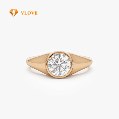 Lab Grown Diamond Signet Ring | 1.00 CTW 14K Gold Band | Anniversary Party Jewelry Gift | VLOVE