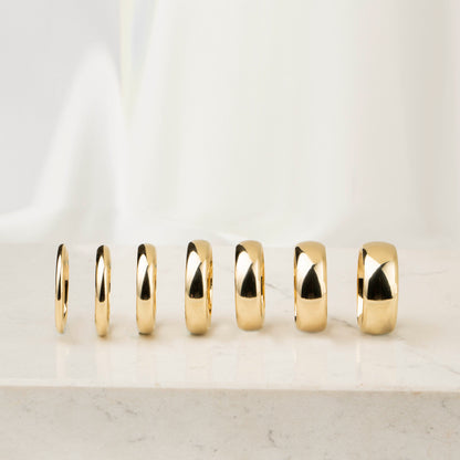 Custom Width Wedding Band Set (2-8mm) | 14K/18K Solid Gold Rings in Yellow/Rose/White | Simple Couple Matching Rings | VLOVE