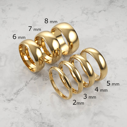Custom Width Wedding Band Set (2-8mm) | 14K/18K Solid Gold Rings in Yellow/Rose/White | Simple Couple Matching Rings | VLOVE