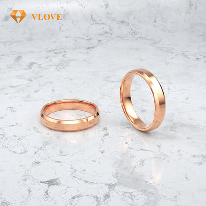 Comfort Fit Wedding Ring | 14K Solid Gold Beveled Edge Band | Free Engraving Gift for Couples | VLOVE
