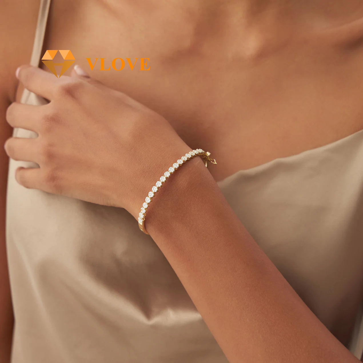 14K Gold 1.15CTW Cluster Diamond Bangle | Luxury Stackable Bracelet for Women | Customizable Jewelry | VLOVE