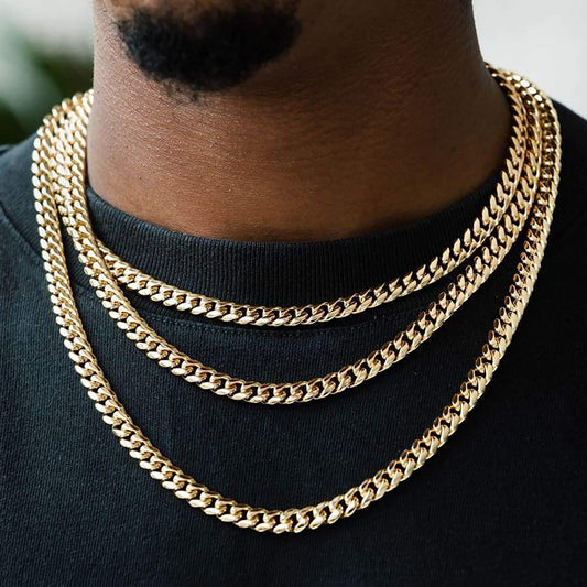 14K Solid Gold Miami Cuban Link Chain | 1.7mm-7mm Heavy Gold Necklace for Men | Luxury Hip Hop Jewelry | VLOVE