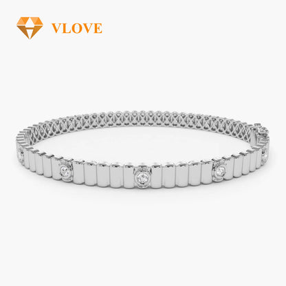 14K Gold Ribbed Diamond Bangle Bracelet | Party Wear Jewelry for Women | Best Selling Gift Idea | VLOVE