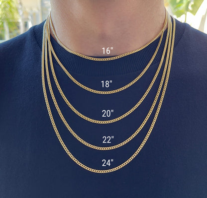 14K Solid Gold Miami Cuban Link Chain | 1.7mm-7mm Heavy Gold Necklace for Men | Luxury Hip Hop Jewelry | VLOVE