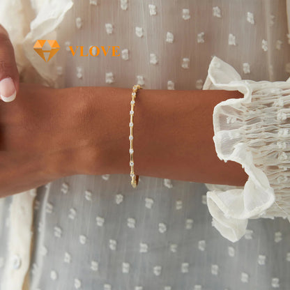 14K Gold Bar & Round Cut Diamond Open Bangle | 0.50 CTW Graduated Diamond Bracelet for Lovers | Minimalist Luxury Jewelry | VLOVE
