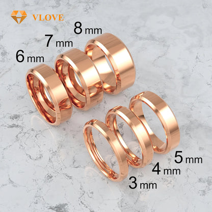 Comfort Fit Wedding Ring | 14K Solid Gold Beveled Edge Band | Free Engraving Gift for Couples | VLOVE
