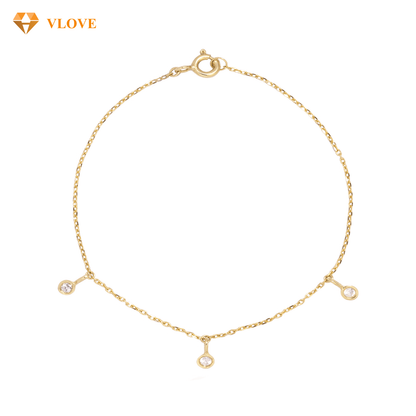 14K Rose Gold Sapphire Beaded Bracelet | Dangling Gemstone Chain | Luxury Fine Jewelry for Women | VLOVE