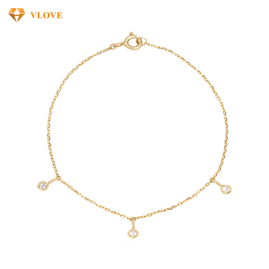 14K Rose Gold Sapphire Beaded Bracelet | Dangling Gemstone Chain | Luxury Fine Jewelry for Women | VLOVE
