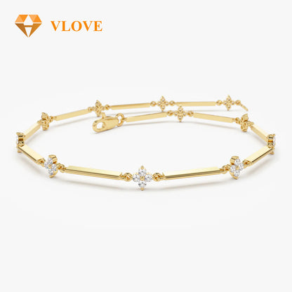 14K Gold Four Leaf Clover Diamond Bracelet | Lucky Charm Infinity Chain | Women's Fine Jewelry | VLOVE