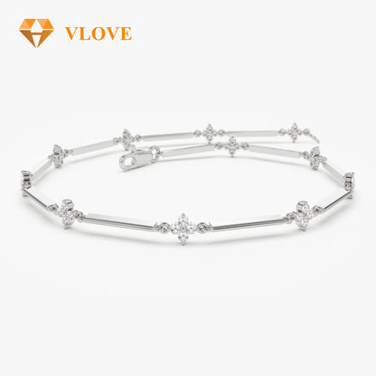 14K Gold Four Leaf Clover Diamond Bracelet | Lucky Charm Infinity Chain | Women's Fine Jewelry | VLOVE