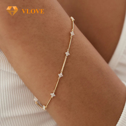 14K Gold Four Leaf Clover Diamond Bracelet | Lucky Charm Infinity Chain | Women's Fine Jewelry | VLOVE