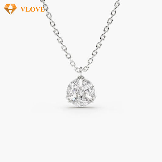 Cluster Diamond Necklace | 14K Gold Minimalist Pendant | Personalized Fine Jewelry Gift for Women | VLOVE
