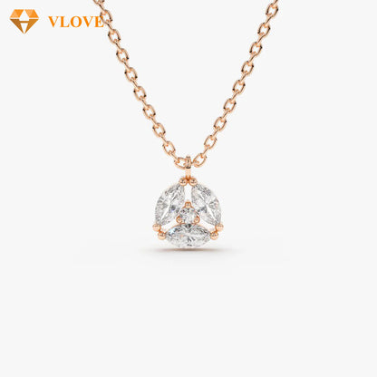 Cluster Diamond Necklace | 14K Gold Minimalist Pendant | Personalized Fine Jewelry Gift for Women | VLOVE