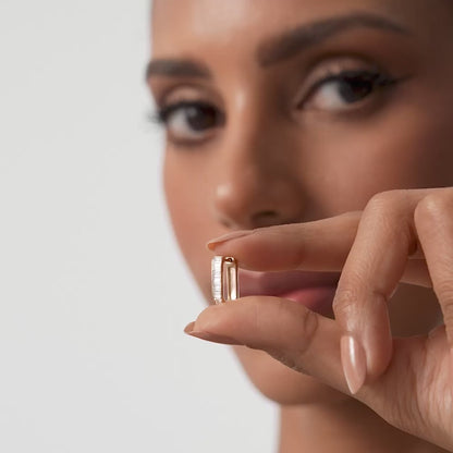 14k Channel Settinng Baguette Diamond Unique Hoops