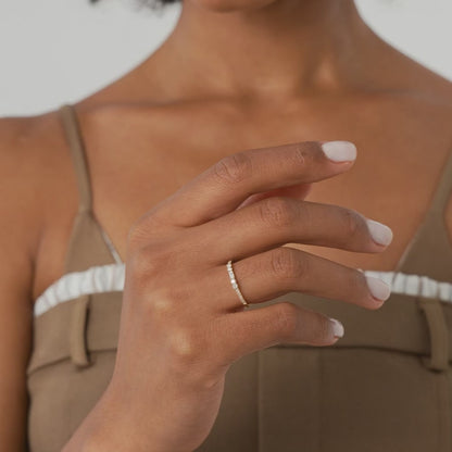 14k Baguette and Round Diamond Dainty Stackable Ring