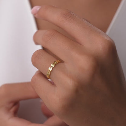 14K Gold Chain Link Ring | Solid Gold Stackable Band | Unisex Jewelry for Men & Women | VLOVE