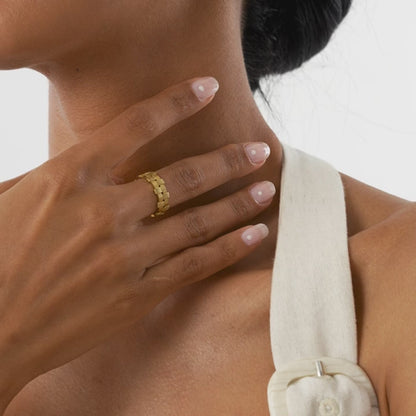 14K Ribbed Woven Ring | Textured Stacking Band | Bohemian Jewelry for Women | VLOVE